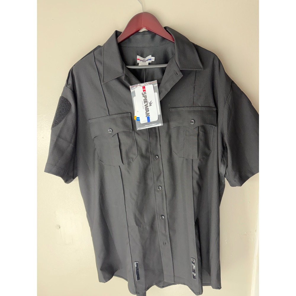 Spiewak Mens Performance Duty Shirt Black Ripstop Tactical Uniform 18.5 NWT